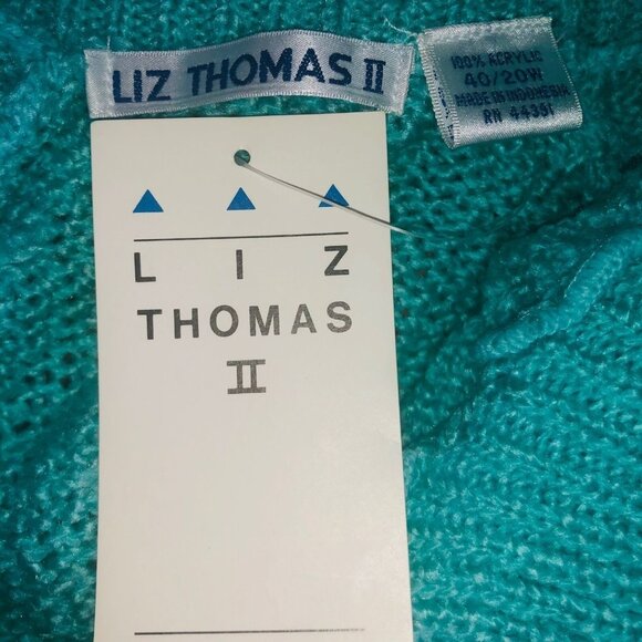 Vintage 90s Womens 20W Sweater Green Knit Collared 3/4 Sleeve New - Picture 6 of 7